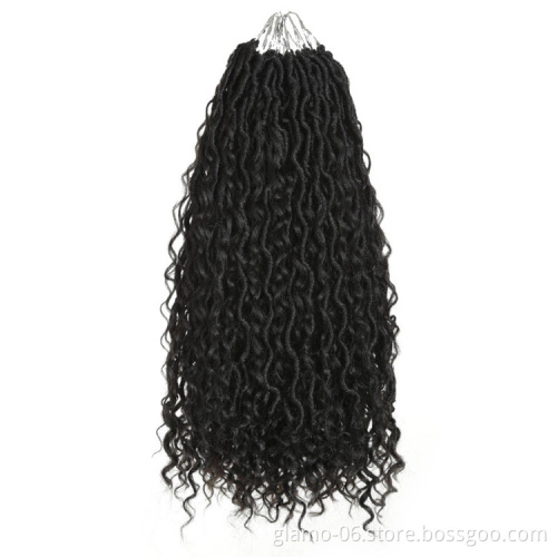 Ombre color 14 18 inch curly faux locs crochet hair extensions  river locs crochet goddess faux locs braid